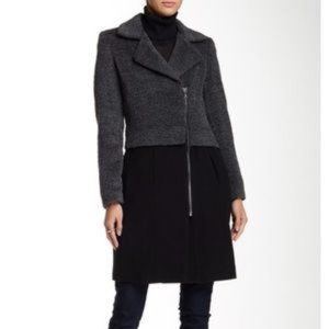 Pre - Owned Trina Turk Wool Alpaca/Lambswool Zipper Black Coat Size 8